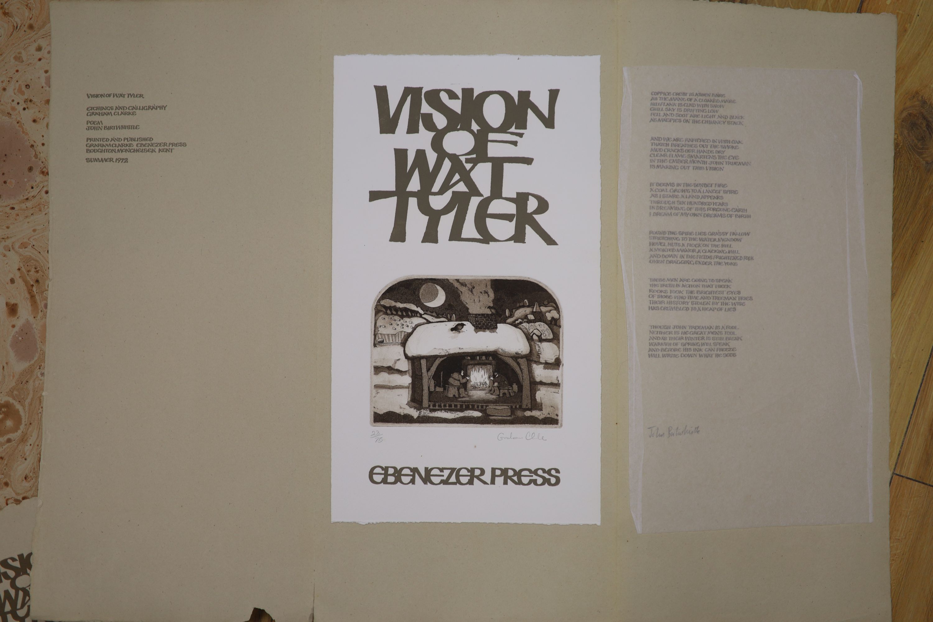 Graham Clarke, limited edition folio, 'Vision of Wat Tyler', 23/75, overall 61 x 30cm
